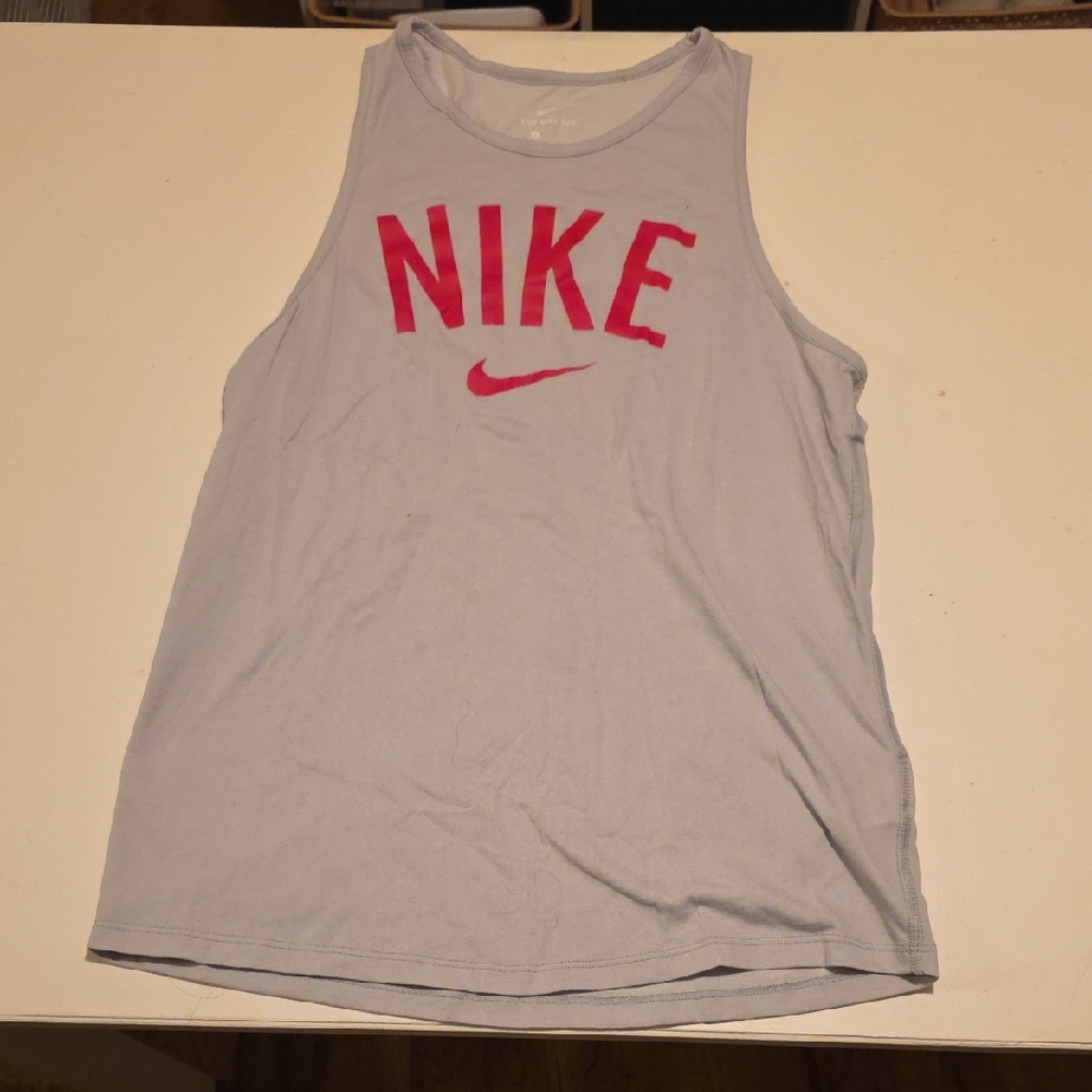 Nike Light Gray Tank with Vibrant Pink Logo